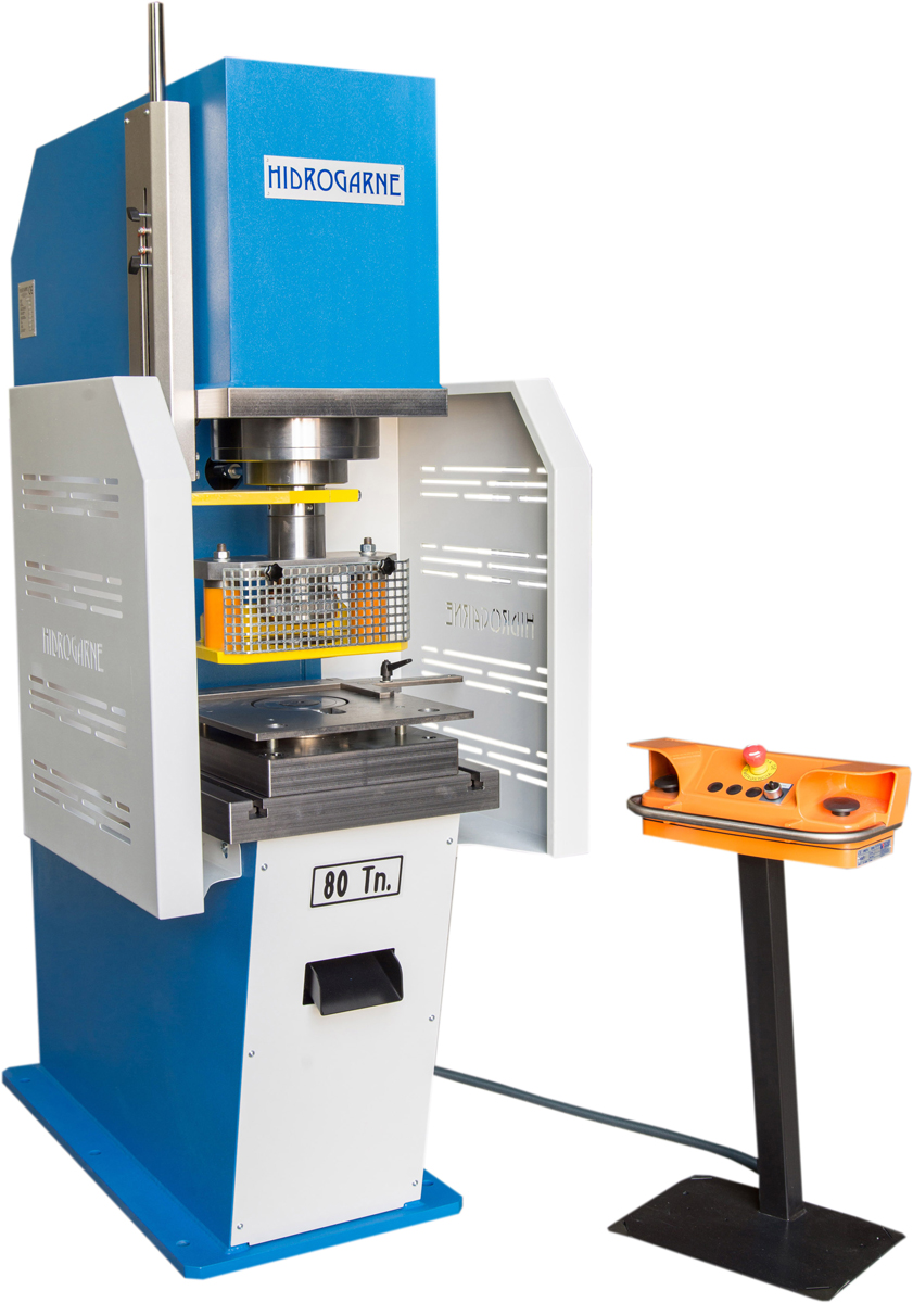 C-frame motorized hydraulic press CD-80 with punching tools set